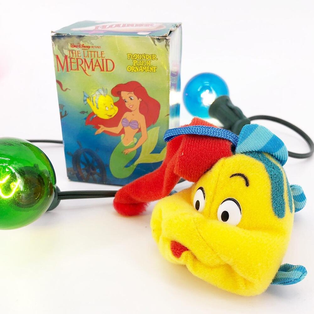 1989 Little Mermaid Flounder McDonalds Plush Ornament 80s 1980s Vintage